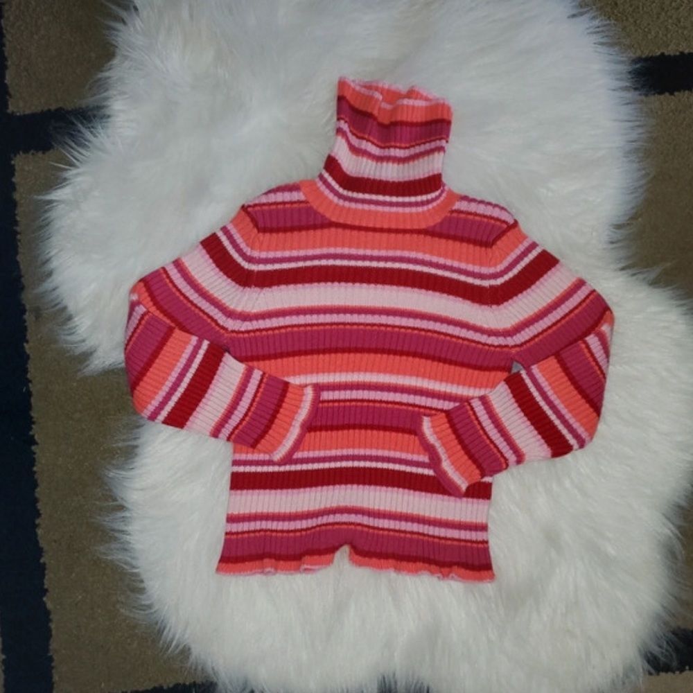 Girl’s comfy striped turtleneck sweater size 4T EUC